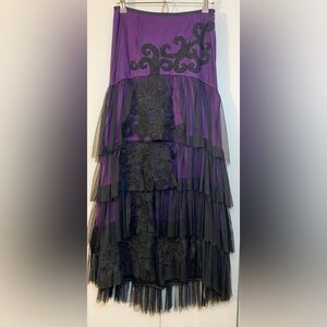 Purple and Black Layered Skirt Ptp 13.5” 
L 42”